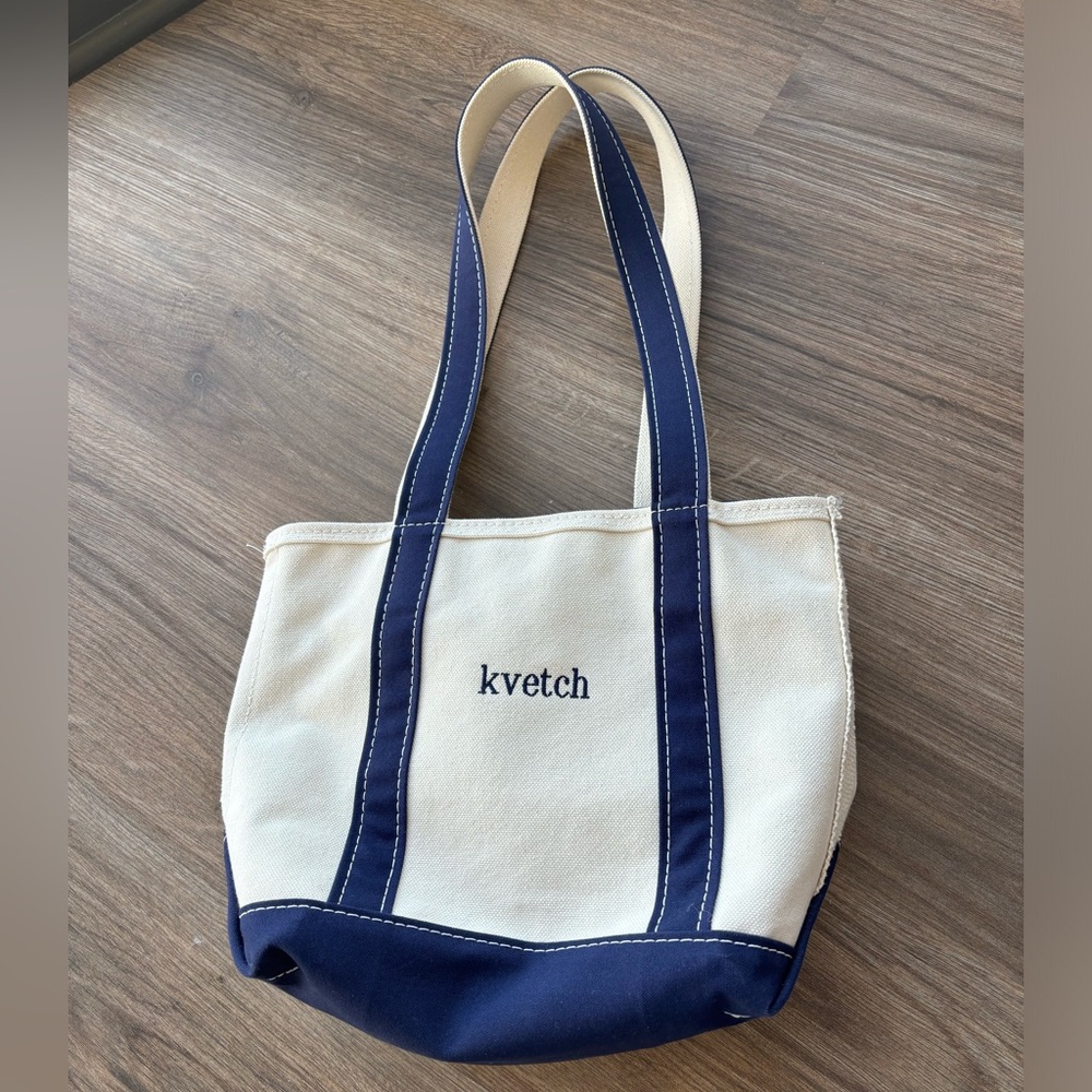 L.L.Bean Boat Tote with embroidered “kvetch”